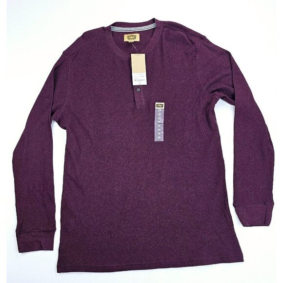 Foundry Size XLT Men's Burgundy Heather Long Sleeve Cotton Henley NWT - Picture 1 of 11
